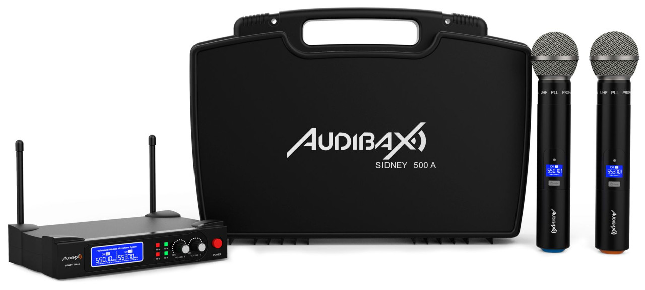 Bežični mikrofon sa dvije ručke UHF Audibax Sidney 500 A
