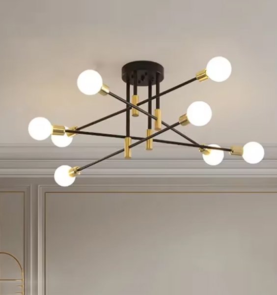 LED plafonjera 40W 3000K crno-zlatna (8 glava)
